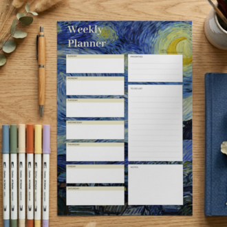 A4 Starry Night Weekly Planner – Printable PDF & PNG