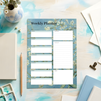 A4 Almond Blossoms Weekly Planner – Printable PDF & PNG
