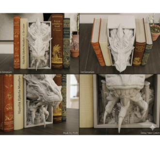 Smaug Ejderha 3D Kitap Köşesi - Hobbit Book Nook Raf Dekoru - Özel Koleksiyon