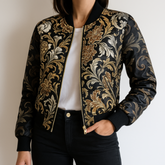 Baroque Bloom Bomber Ceket
