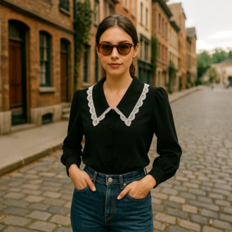 Lace Collar Bluz
