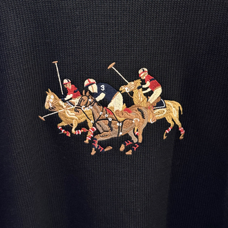 RL Premium Logo Appliquéd Siyah Kazak