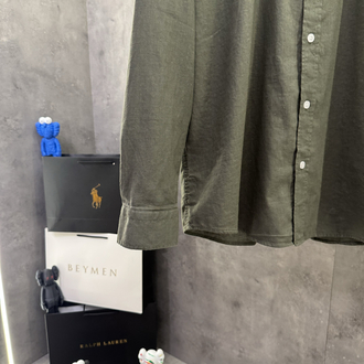 RL 2026 Premium İthal Regular fit Keten Gömlek Haki Yeşil