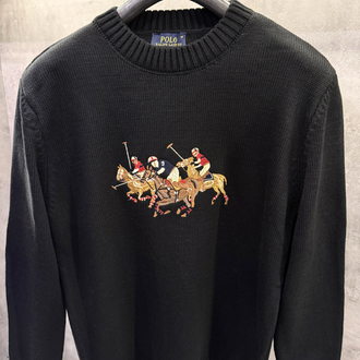 RL Premium Logo Appliquéd Siyah Kazak