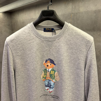 RL Premium Crew Yaka Ayıcık Gri Sweatshirt