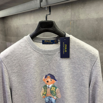 RL Premium Crew Yaka Ayıcık Gri Sweatshirt