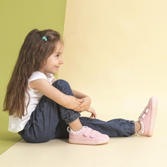 Hopfrög Smart Walker Canvas Play Toz Pembe Barefoot Çocuk Ayakkabı