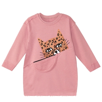 Denokids Pembe Leopar Cepli Uzun Kollu Kız Çocuk Elbise