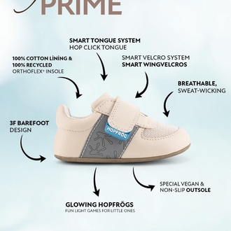 Hopfrög Smart Walker First Prime Havalı Bej Barefoot İlk Adım Bebek Ayakkabı