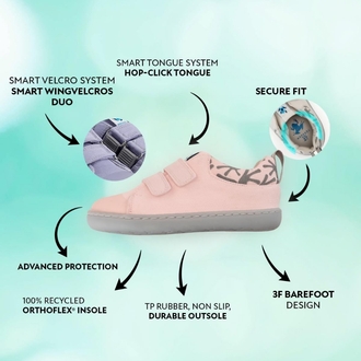 Hopfrög Smart Walker Canvas Play Toz Pembe Barefoot Çocuk Ayakkabı