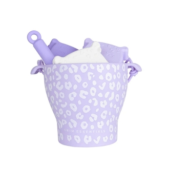 Swim Essentials Lila Leopard Silikon Oyuncak Seti - Kova, Kürek ve 3 adet Kalıp