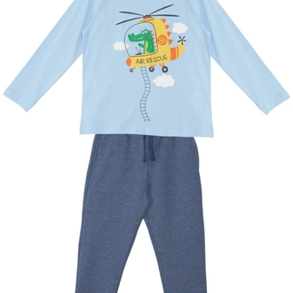 Denokids Helikopter Erkek Çocuk Uzun Kollu T-shirt Pantolon Takım

