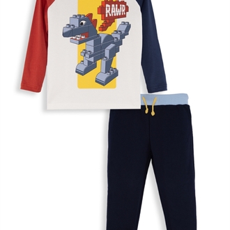 Denokids Bricks Dino Erkek Çocuk T-shirt Pantolon Takım