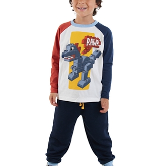 Denokids Bricks Dino Erkek Çocuk T-shirt Pantolon Takım