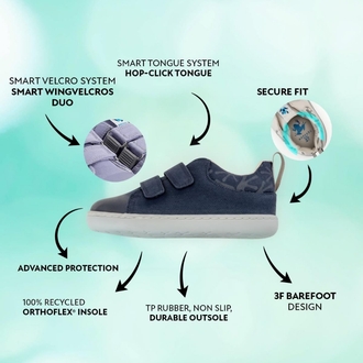 Hopfrög Smart Walker Canvas Play Lacivert Barefoot Çocuk Ayakkabı