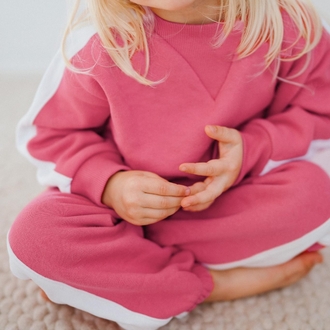 antebies Kontrast Pembe Sweatshirt Pantolon Set