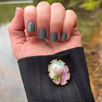 Pastel Bloom Kol Düğmesi & Broş