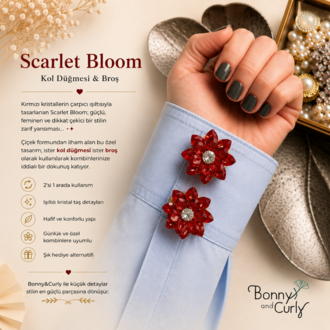 ❤️ Scarlet Bloom Kol Düğmesi & Broş ❤️