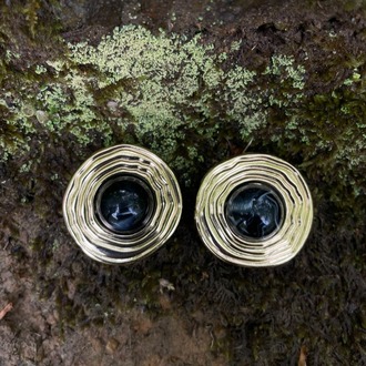 Onyx Spiral Kol Düğmesi & Broş