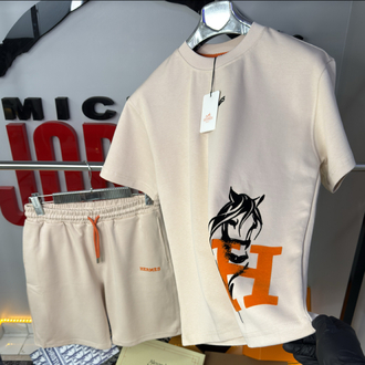 HERMES ÖZEL DOKU BASKI DETAYLI PREMIUM T-SHIRT ŞORT TAKIM code:00114