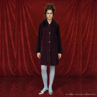 BORDO FİTİLLİ KADİFE PALTO