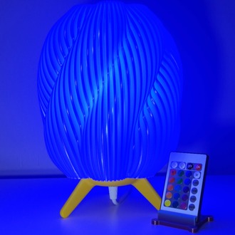Silk İnci Beyaz Abajur – Sarı Ayaklı (Uzaktan Kumandalı LED Işıklı)
