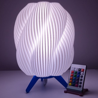 Mavi Ayaklı Üst Beyaz Dekoratif 220V LED Lamba – 3D Baskı El Yapımı