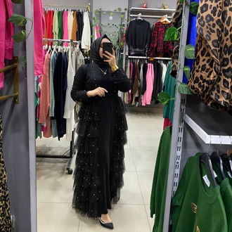 KADIN İNCİLİ ABAYA TAKIM