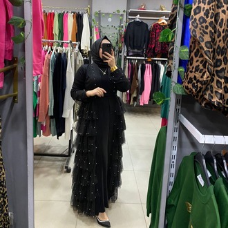 KADIN İNCİLİ ABAYA TAKIM