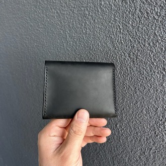 Çıtçıtlı Siyah Deri Cüzdan - El Yapımı Minimalist Kartlık - Hakiki Deri 