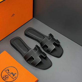 Hermes Orange Slippers %100 Leather/ Full Box(premium)