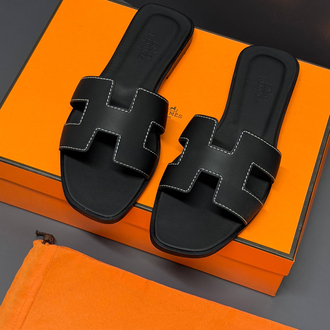 Hermes Orange Slippers %100 Leather/ Full Box(premium)