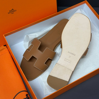 Hermes Orange Slippers %100 Leather/ Full Box(premium)