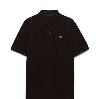 Prada Siyah Metal Arma Polo Yaka T-Shirt