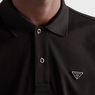 Prada Siyah Metal Arma Polo Yaka T-Shirt