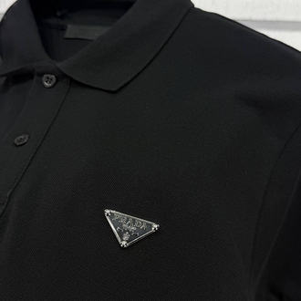 Prada Siyah Metal Arma Polo Yaka T-Shirt