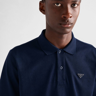 Prada Lacivert Metal Arma Polo Yaka T-Shirt