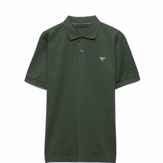 Prada Haki Metal Arma Polo Yaka T-Shirt