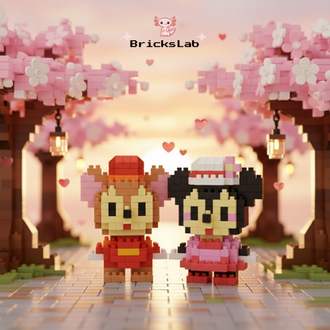 BricksLab Sevgililer Serisi: Mickey ve Minnie İkili Set - Birlikte İnşa Edin