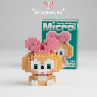 Mini Fiyonklu Teddy Ayıcık 3D Puzzle Figürü | Mikro Blok Yapı Oyuncağı