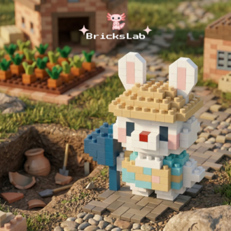 Mini Bricks Tavşan Figürü Çiftçi Temalı Blok Oyuncak Dekor