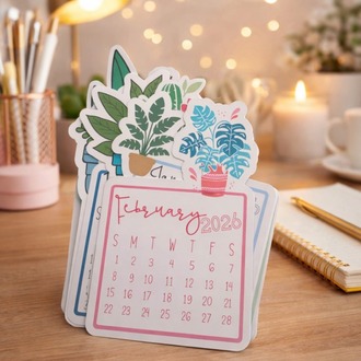 Çiçekli Masaüstü Takvim - English Calendar