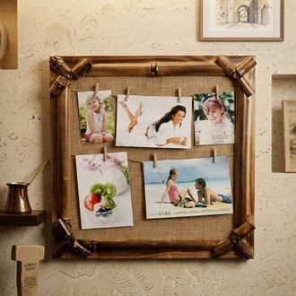 Bambu Çerçeveli Fotoğraf Panosu – 5 Adet Fotoğraf Hediyeli! 
