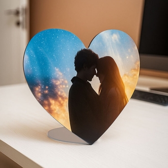 Kişiye Özel Kalp Formunda Metal Fotoğraf Baskı (15x13cm)