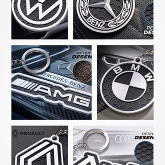 Tüm Araç Logoları 3D Anahtarlık Kişiye Özel Seçenekler