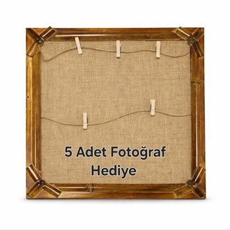 Bambu Çerçeveli Fotoğraf Panosu – 5 Adet Fotoğraf Hediyeli! 