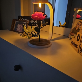 Standlı 3D Gül Lamba