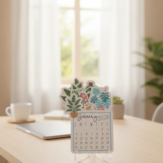 Çiçekli Masaüstü Takvim - English Calendar