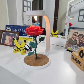 Standlı 3D Gül Lamba