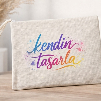 Kişiye Özel Keten Makyaj Çantası